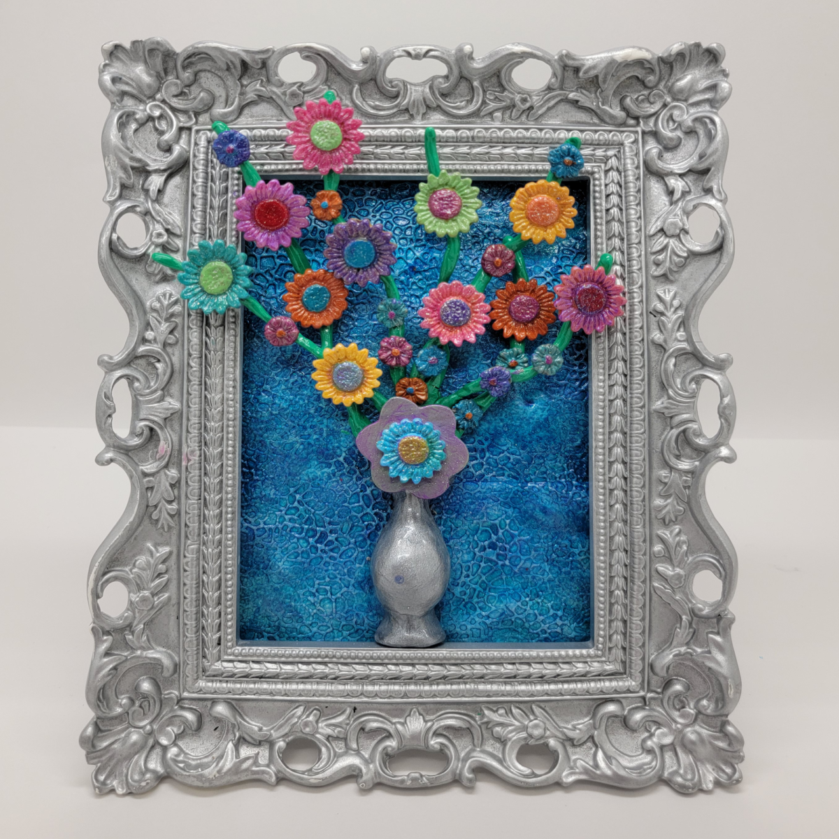 Clay Flowers and Vase framed artwork
